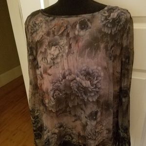 Long Sleeve Shear Smocked Blouse